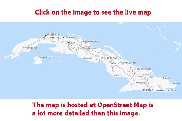 Map of Train Lines in Cuba